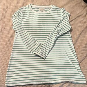 Alice Walk Teal and White Striped Long Sleeve Tee